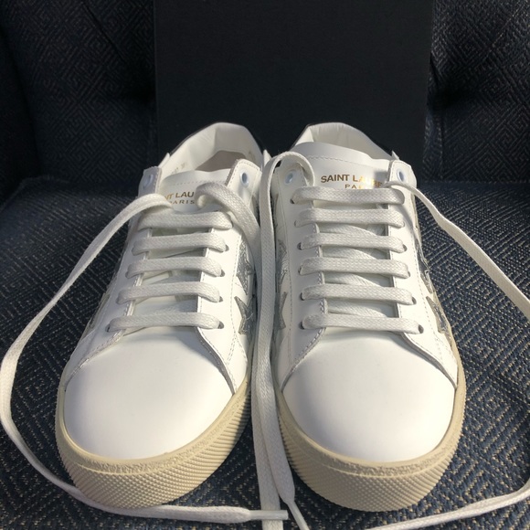 New Saint Laurent Leather Sneakers Stars - Picture 3 of 7